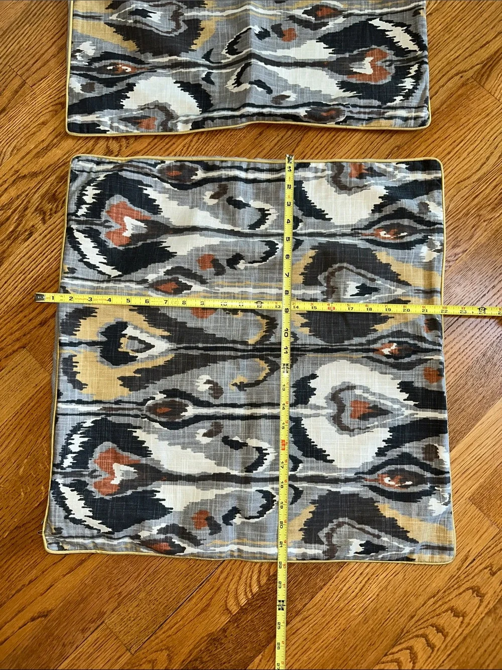 Robert Allen Ikat-Pattern 2 Accent Pillow Covers in Gray, Black & Gold Tones